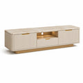 Mobile TV basso rettangolare in MDF 180 x 40 x 45 cm crema e oro