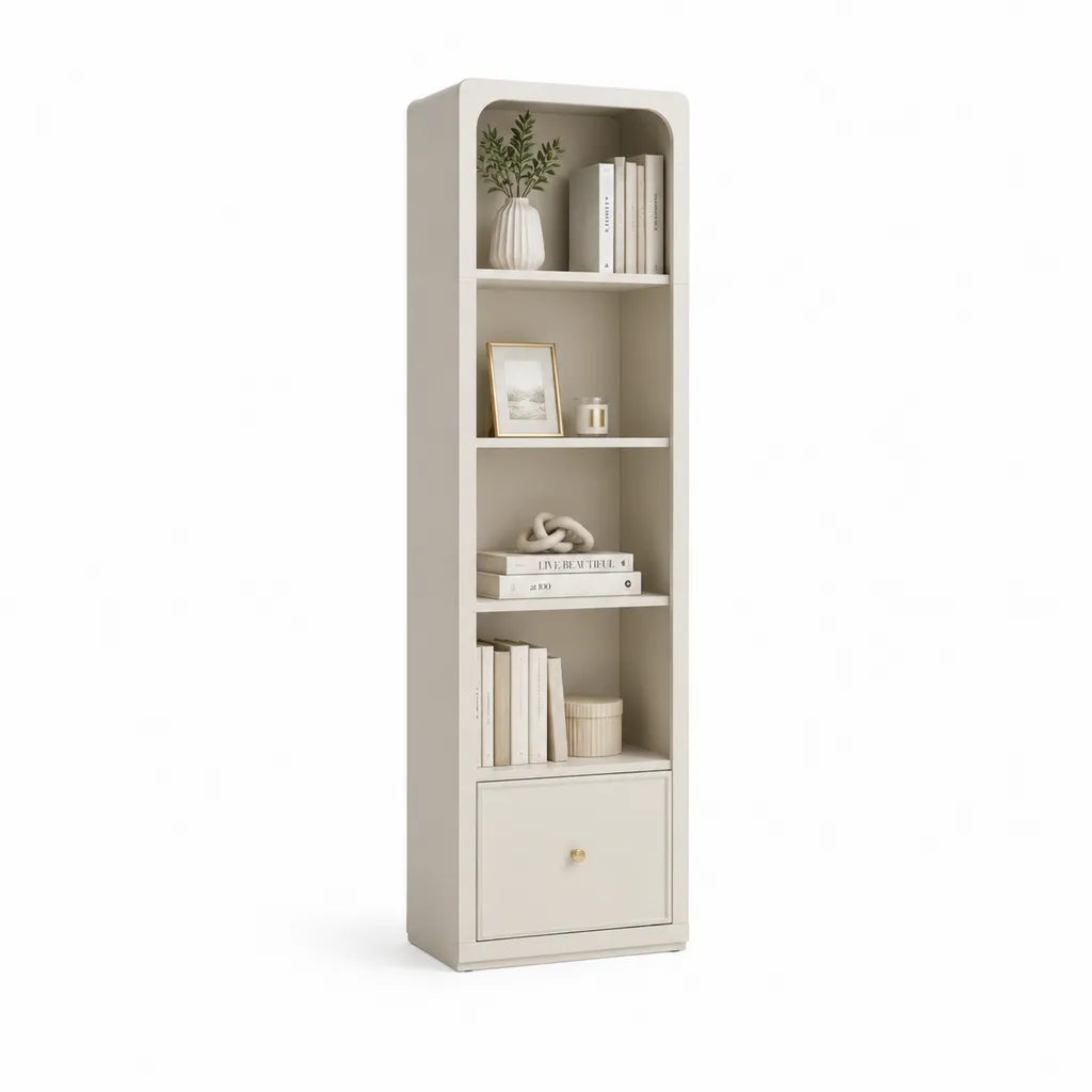 Libreria alta a colonna con anta 60 x 35 x 180 cm in MDF beige