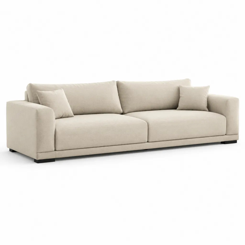 Divano 3 posti lineare in poliestere beige 230 x 95 x 82 cm