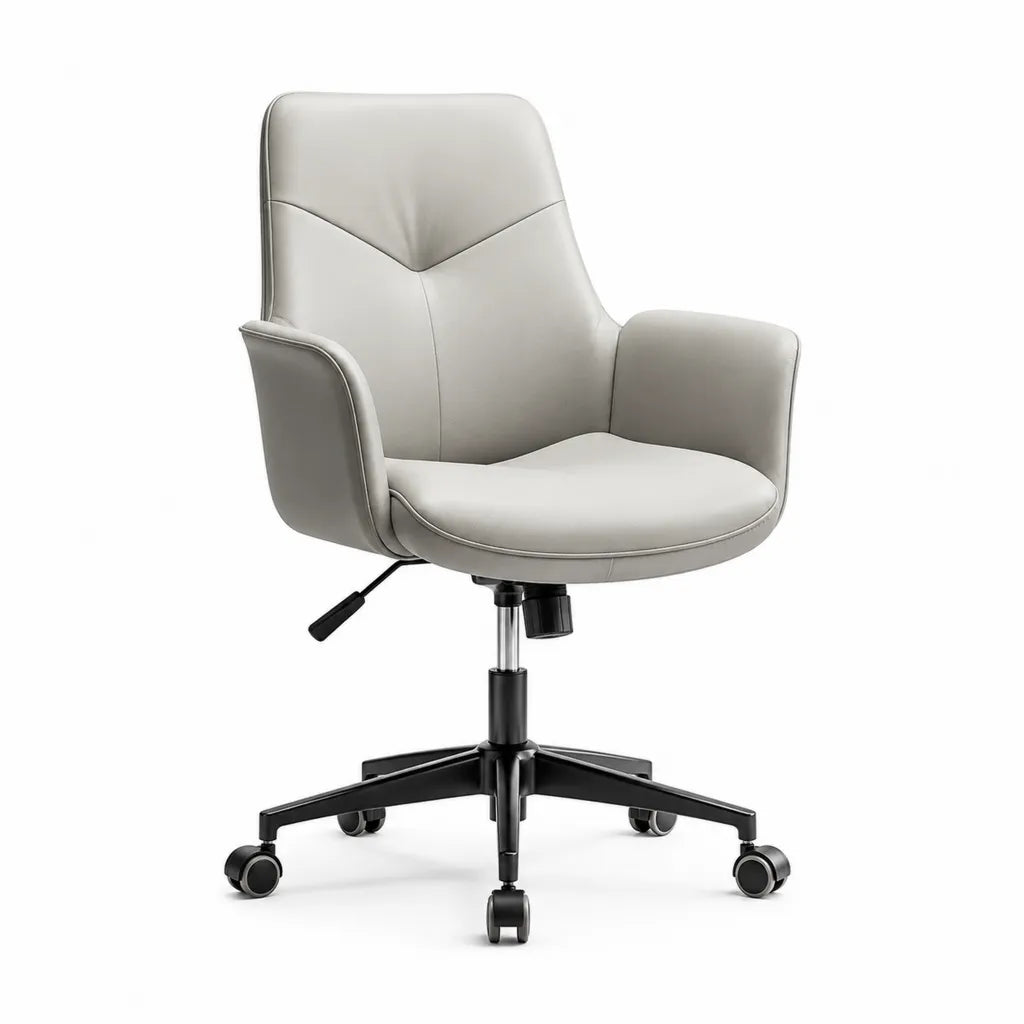Sedia da ufficio girevole con braccioli in pelle sintetica PU grigio chiaro 62 x 62 x 92-102 cm