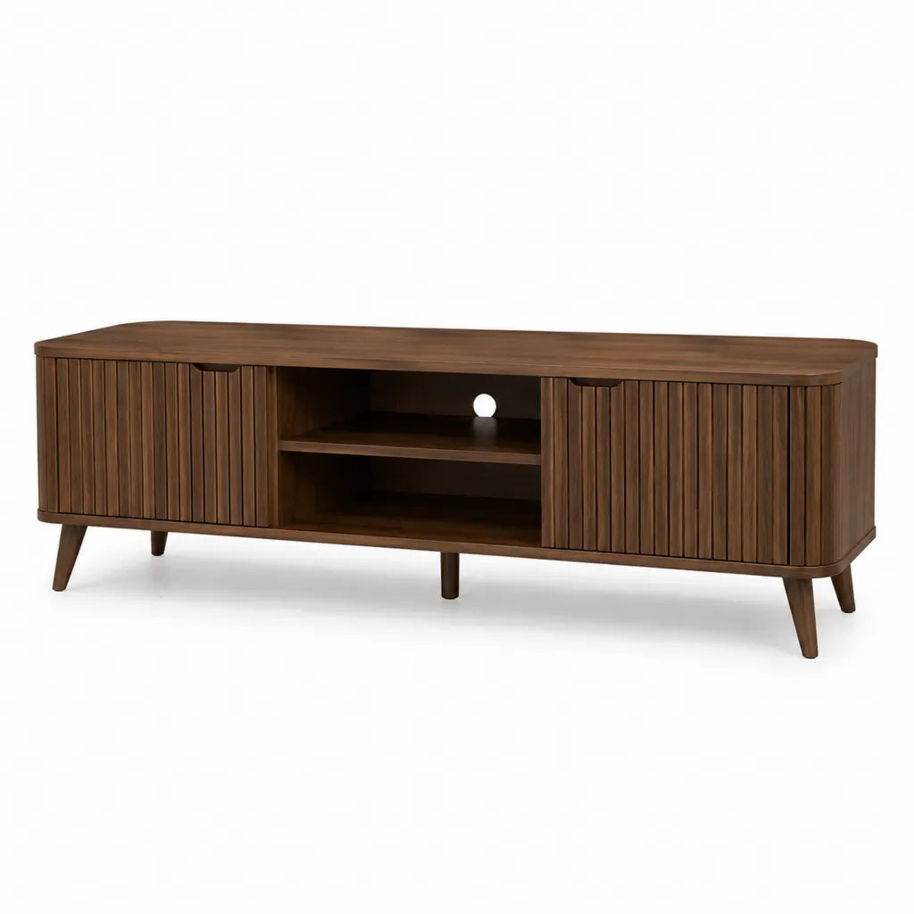 Mobile TV rettangolare 180 x 40 x 55 cm in MDF impiallacciato noce marrone