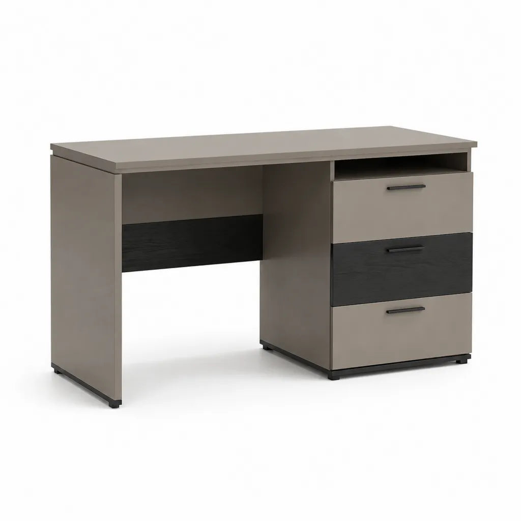 Scrivania ufficio con cassettiera 3 cassetti 120 x 60 x 75 cm in truciolare nobilitato rettangolare tortora e antracite