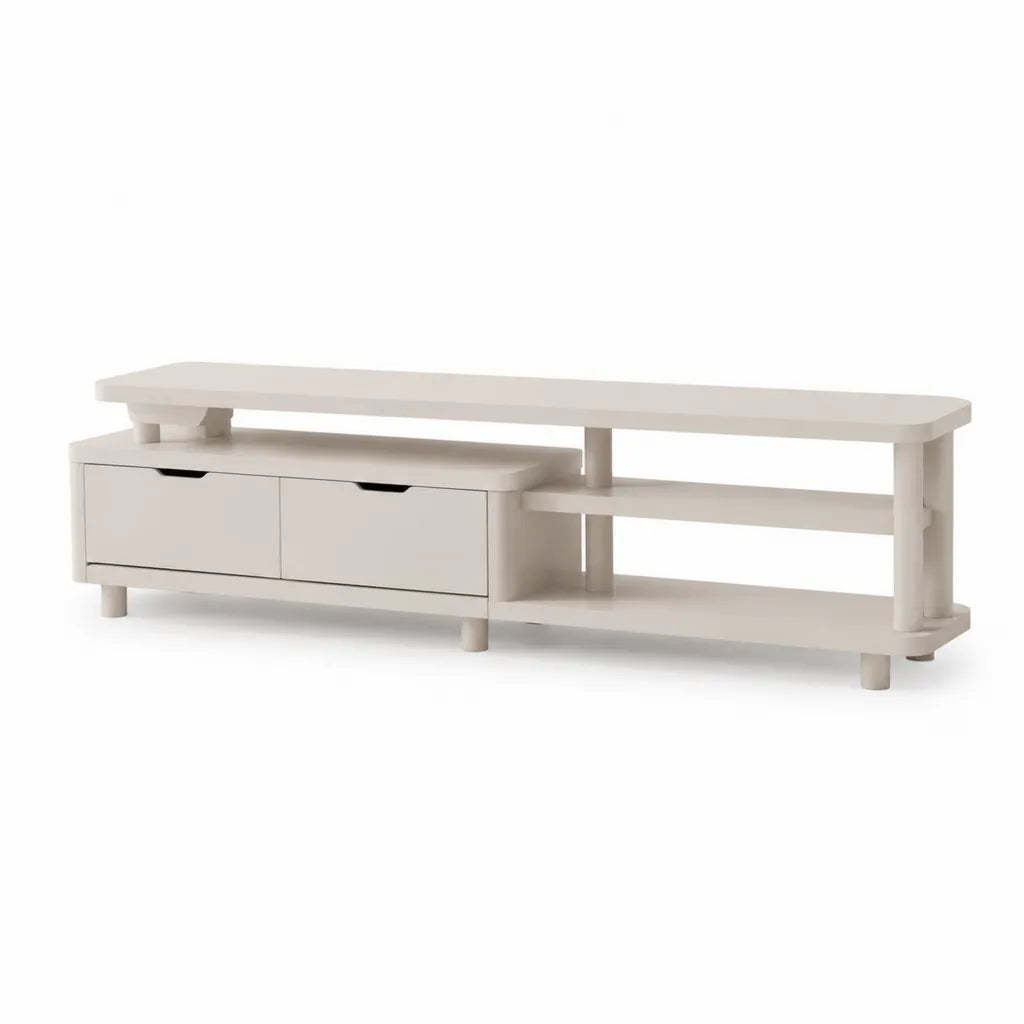 Mobile TV con 2 cassetti in MDF rettangolare bianco 180 x 40 x 65 cm