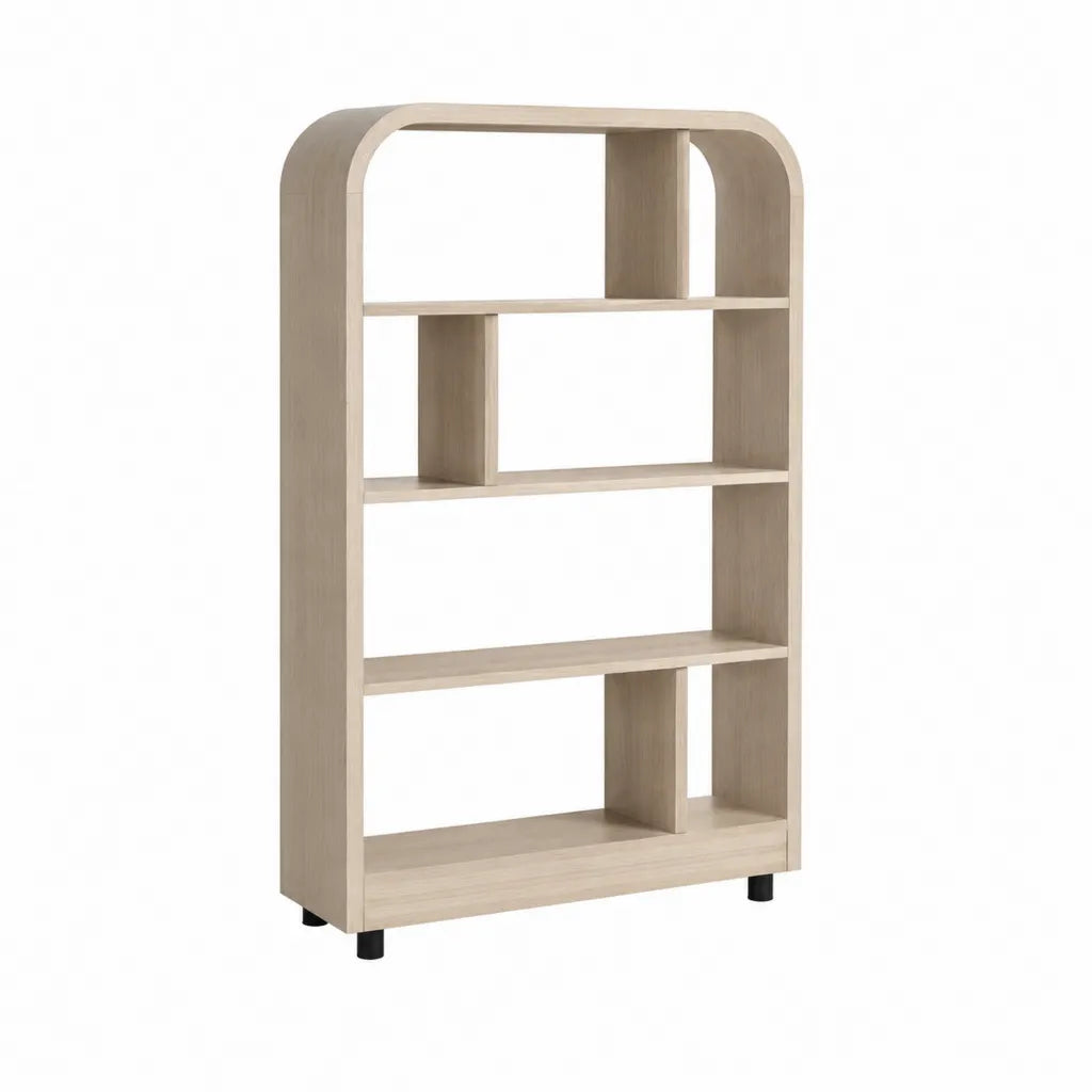 Libreria a 4 ripiani in pannello truciolare rovere chiaro con struttura ad arco 80 x 30 x 180 cm