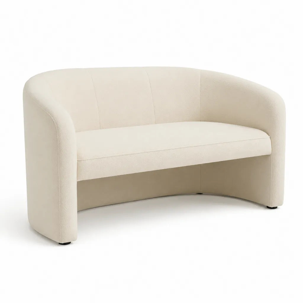 Divano 2 posti curvo in boucl¨¦ di poliestere avorio 150 x 75 x 75 cm