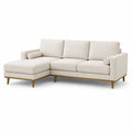 Divano angolare 3 posti con chaise longue sinistra 230 x 150 x 85 cm in poliestere beige con piedi in legno massello