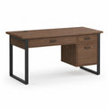 Scrivania da ufficio con 3 cassetti 140 x 60 x 75 cm in pannello di particelle laminato noce rettangolare nero