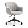Sedia da ufficio girevole imbottita in poliestere grigio chiaro con braccioli e ruote 64 x 64 x 82-92 cm