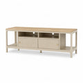 Mobile porta TV con 2 ante e vani aperti in MDF e acciaio 150 x 40 x 60 cm beige e rovere naturale