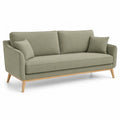 Divano 3 posti 190 x 85 x 85 cm in poliestere verde salvia con piedi in legno massello