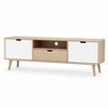 Mobile porta TV rettangolare in pannello truciolare rovere e bianco 180 x 40 x 55 cm