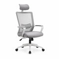 Sedia da ufficio ergonomica girevole con poggiatesta schienale in rete grigia 64 x 64 x 118-128 cm